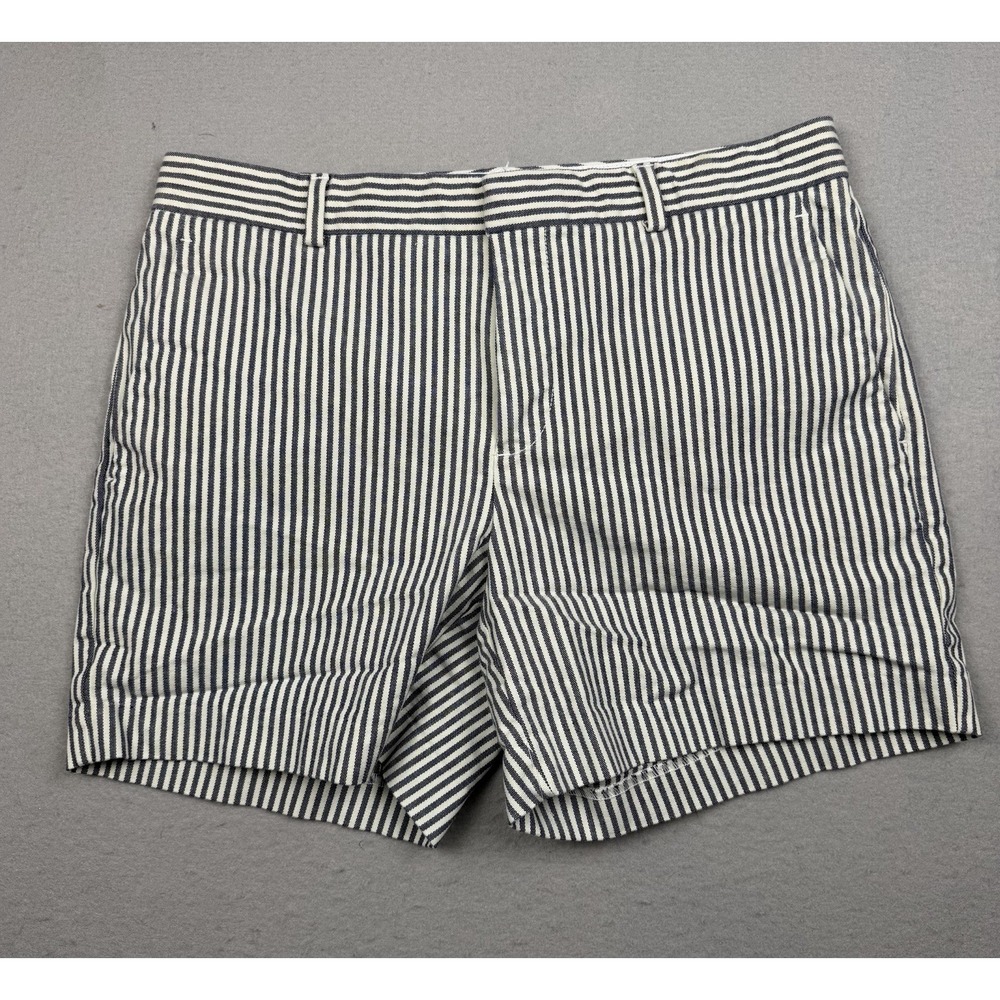 Banana Republic Women's 4 Seersucker Shorts Blue White Striped Stretch Chino